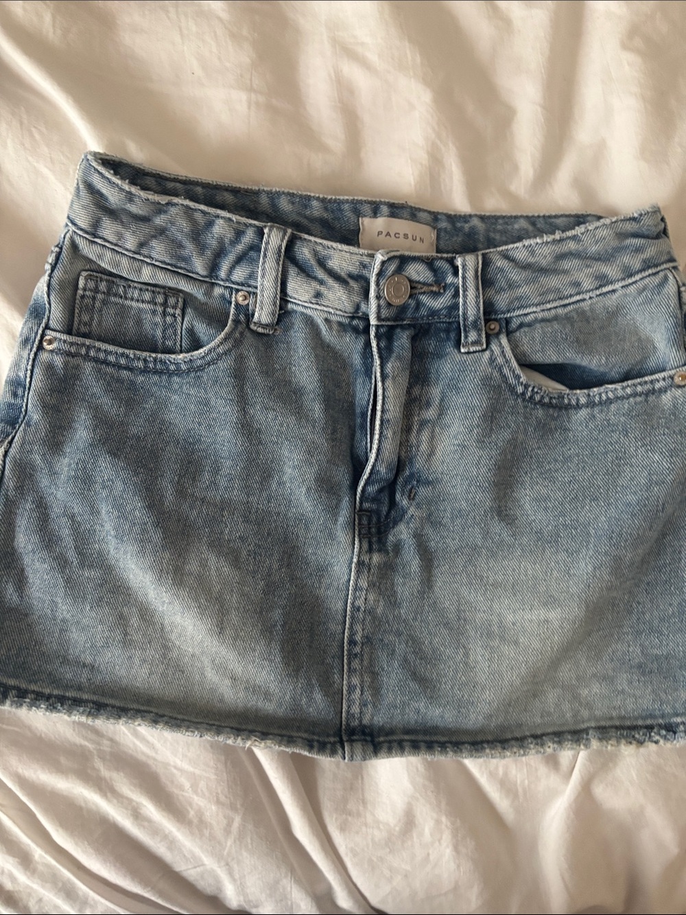 PacSun Faded Light Blue Denim Mini Skirt